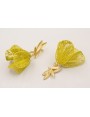 Pendientes perno hojas doradas mates con alas redo