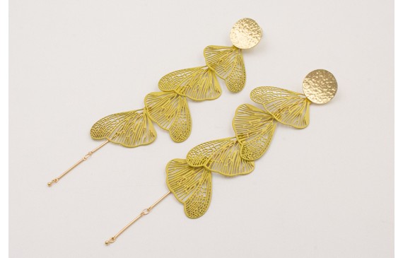 Pendientes perno disco dorado mate con cadena list