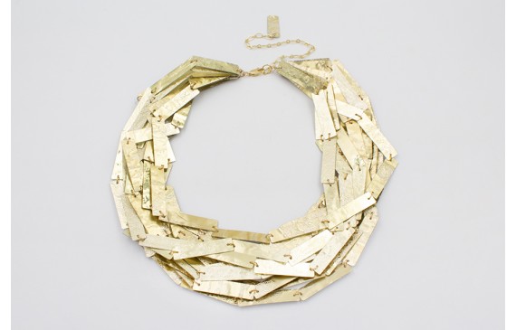 Collar listón de lentejuela plata y oro 12 vueltas