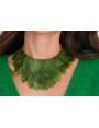 Collar hojas lentejuelas verdes 3 vueltas con cade