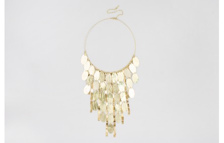 Collar rigido con lentejuelas ovaladas plata y oro