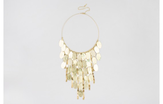 Collar rigido con lentejuelas ovaladas plata y oro