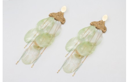 Pendientes perno ovalo dorado mate con triangulo d