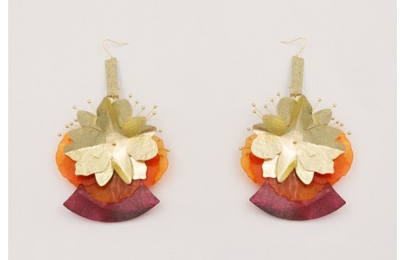 Pendientes lentejuelas dorada,naranja y morada con