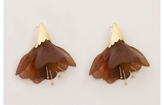 Pendiestes pluma con forma conica con flor de lent