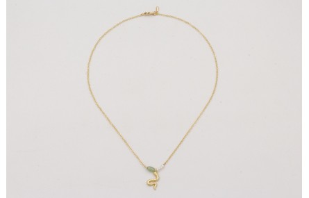 Collar cadena de eslabón pequeño dorado mate con c