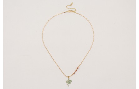 Collar cadena zig-zag dorada mate con colgante ser