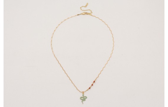 Collar cadena zig-zag dorada mate con colgante ser