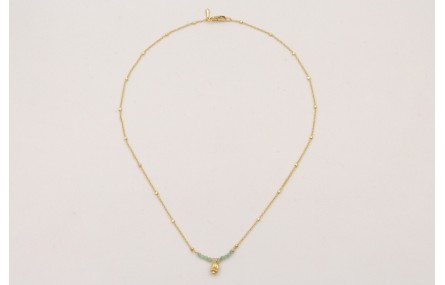 Collar cadena eslabón y micro bola dorada mate con