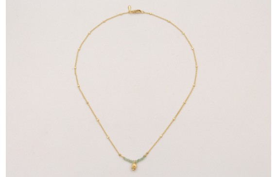 Collar cadena eslabón y micro bola dorada mate con