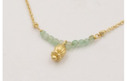 Collar cadena eslabón y micro bola dorada mate con