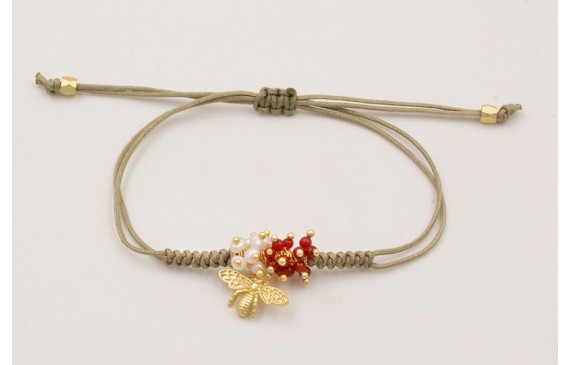 Pulsera cordón verde piedra nudo serpiente con bur