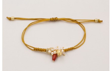 Pulsera cordón marrón claro nudo serpiente con bur