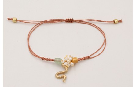 Pulsera cordón metálico oro rosa nudo serpiente co