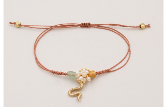 Pulsera cordón metálico oro rosa nudo serpiente co