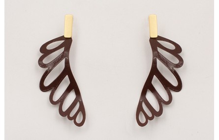 Pendientes listón plano dorado mate con ala esmalt