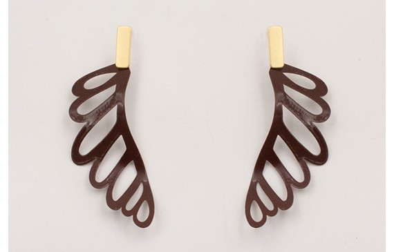 Pendientes listón plano dorado mate con ala esmalt