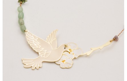 Collar cadena chips de turmaline verdes-rosas con 