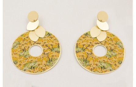 Pendientes perno ovalado dorado mate con mas ovalo