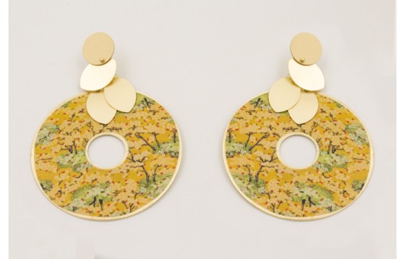 Pendientes perno ovalado dorado mate con mas ovalo