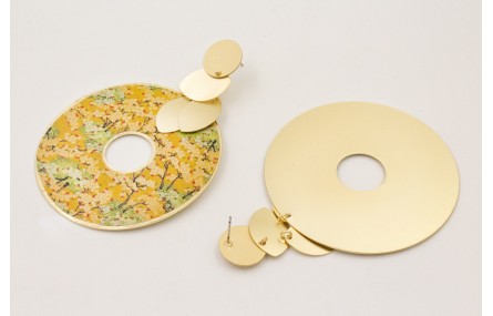 Pendientes perno ovalado dorado mate con mas ovalo