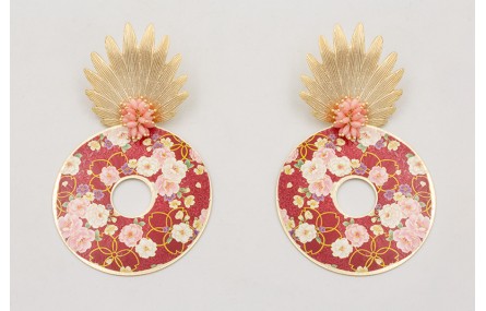 Pendientes hoja concava dorada mate con burruño co