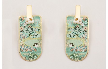 Pendientes listón dorado mate con burruño perlas c