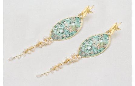 Pendientes perno conjunto de hojas dorado mate con