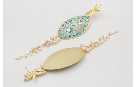 Pendientes perno conjunto de hojas dorado mate con