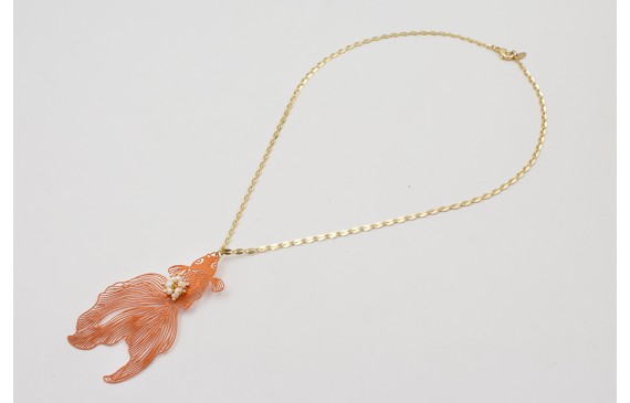 Collar cadena eslabón ovalado dorado mate con colg