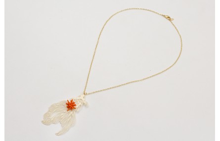 Collar cadena eslabón pequeño dorado mate con colg