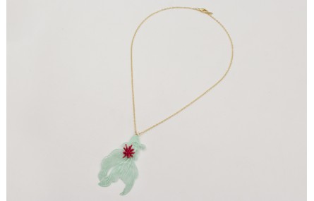 Collar cadena eslabón pequeño dorado mate con colg