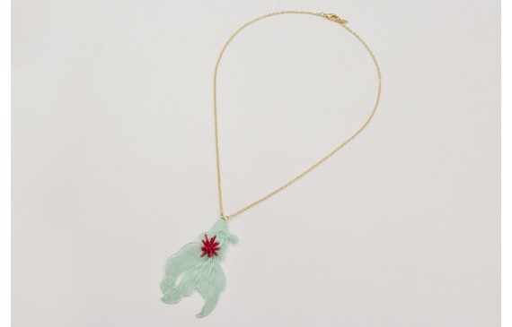 Collar cadena eslabón pequeño dorado mate con colg