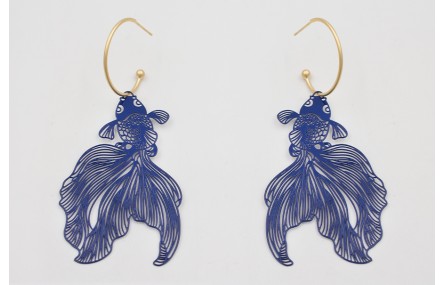 Pendientes aro con bolita dorado mate con colgante