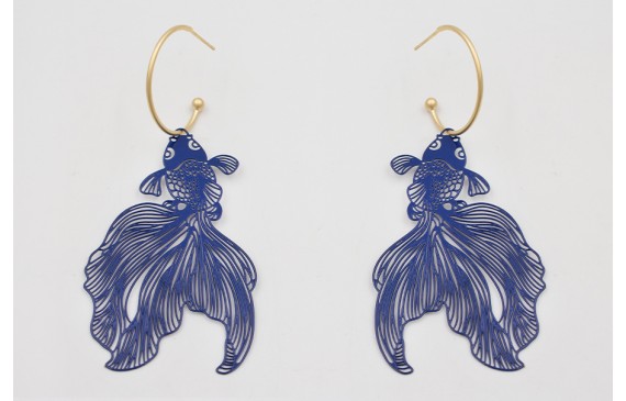 Pendientes aro con bolita dorado mate con colgante