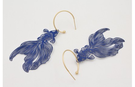 Pendientes aro con bolita dorado mate con colgante