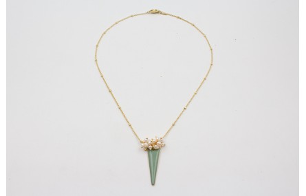 Collar cadena microbola dorada mate con burruño pe