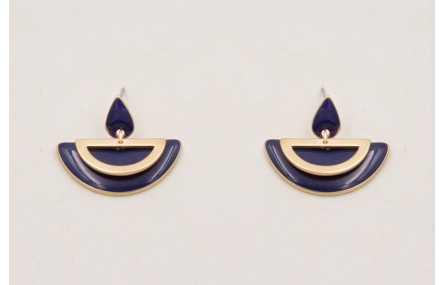 Pendientes gota mini esmaltada azul marino con sem