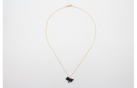 Solitario cadena eslabón pequeño dorado con perro 