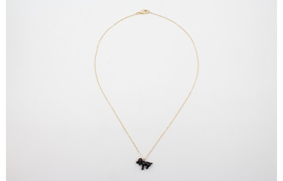 Solitario cadena eslabón pequeño dorado con perro 