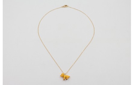 Solitario cadena eslabón pequeño dorado con perro 