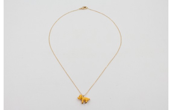 Solitario cadena eslabón pequeño dorado con perro 