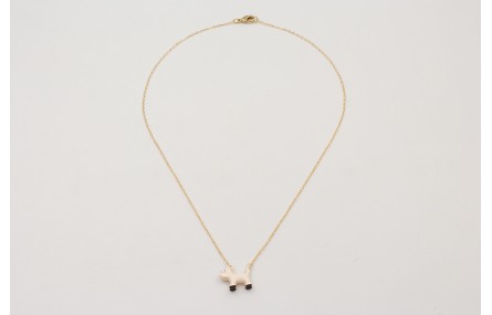 Solitario cadena eslabón pequeño dorado con perro 