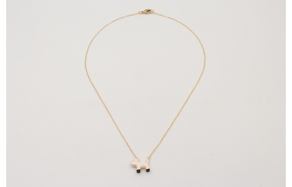 Solitario cadena eslabón pequeño dorado con perro 