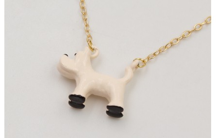 Solitario cadena eslabón pequeño dorado con perro 