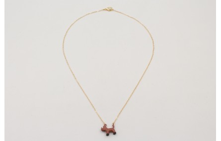 Solitario cadena eslabón pequeño dorado con perro 