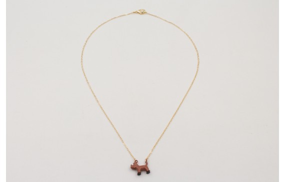 Solitario cadena eslabón pequeño dorado con perro 