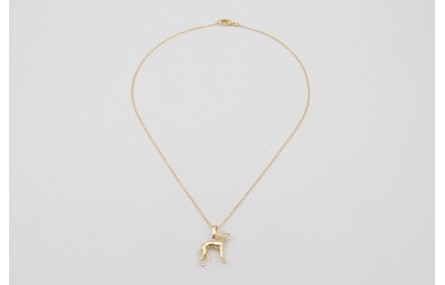 Solitario cadena eslabón pequeño dorado con perro 