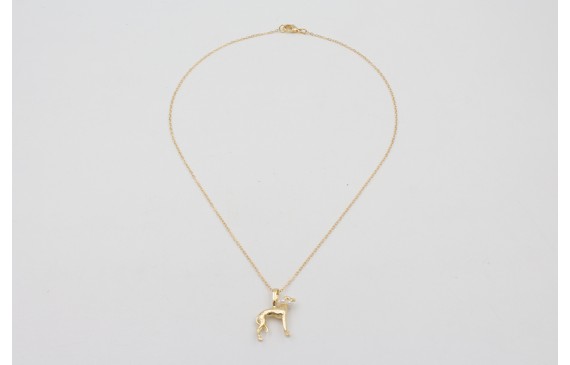 Solitario cadena eslabón pequeño dorado con perro 