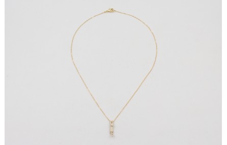 Solitario cadena eslabón pequeño dorado con GATO p